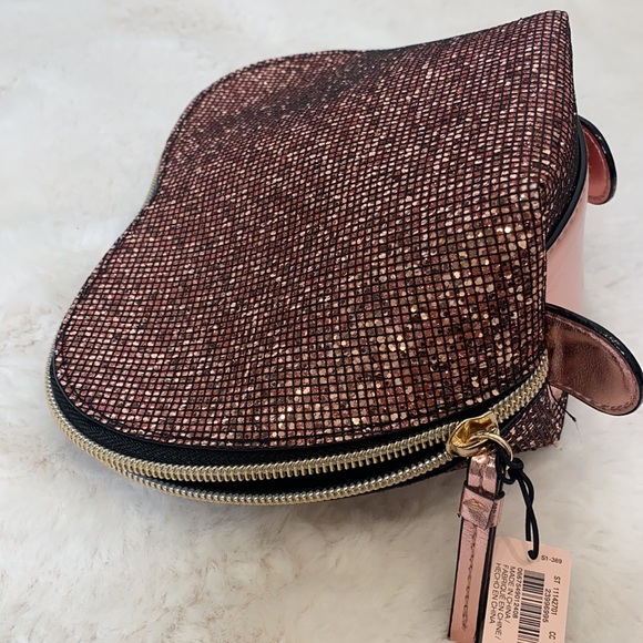 VICTORIAS SECRET PINK GLITTER SEQUIN HEART COSMETIC MAKEUP BAG - Picture 7 of 8